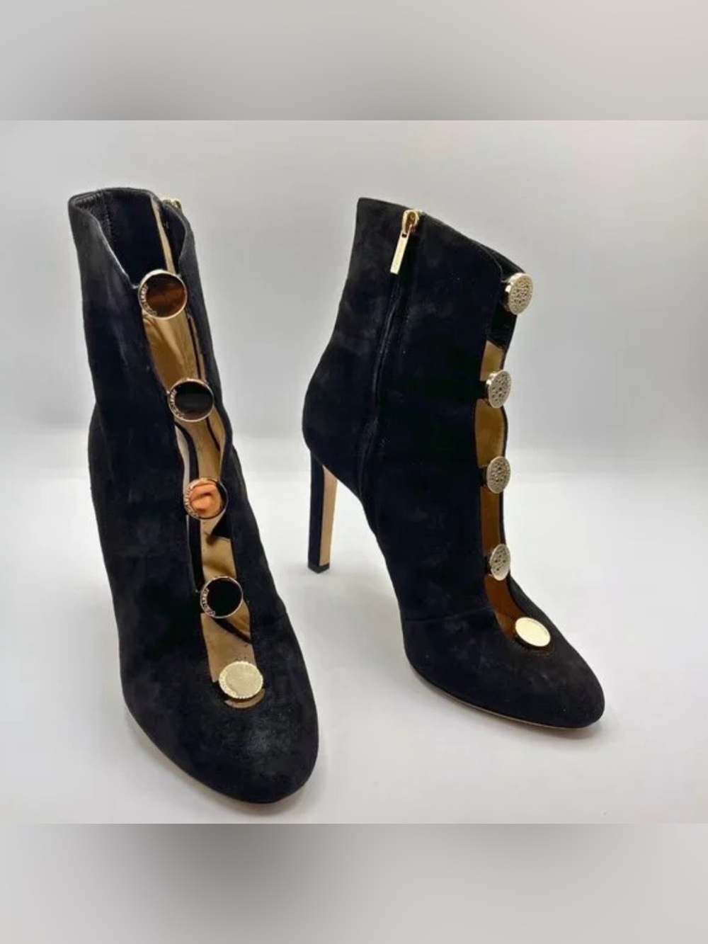 Stunning JIMMY CHOO suede ankle boots with engraved buttons-DISCOUNTED